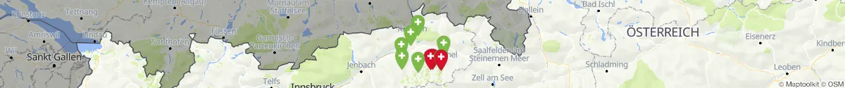 Kartenansicht für Apotheken-Notdienste in der Nähe von Kirchberg in Tirol (Kitzbühel, Tirol)